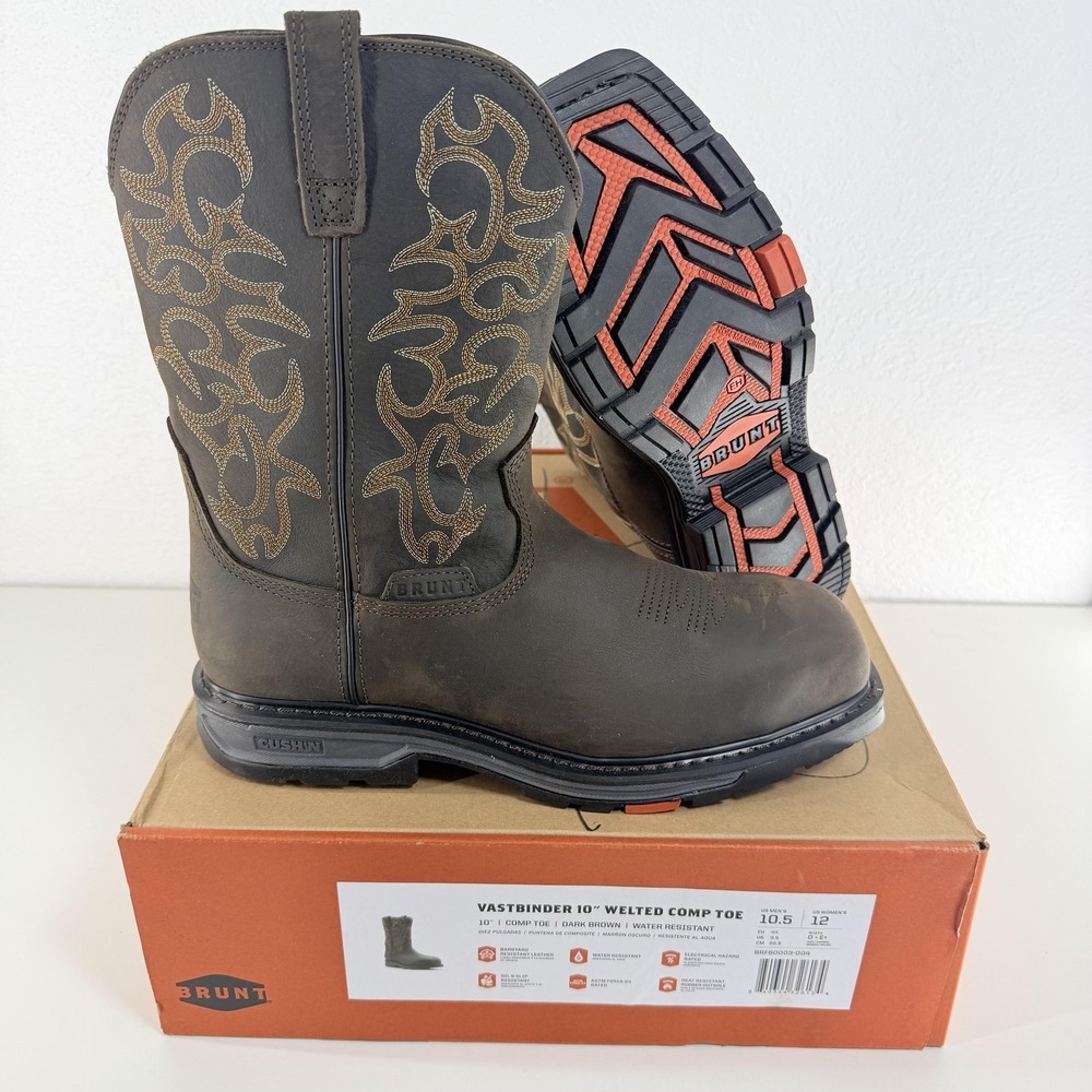 Brunt Vastbinder 10" Welted Comp Toe Boots Mens Size 10.5 Brown Work Safety